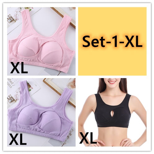 Plus Size Wire-Free Cotton Bra With Removable Padding