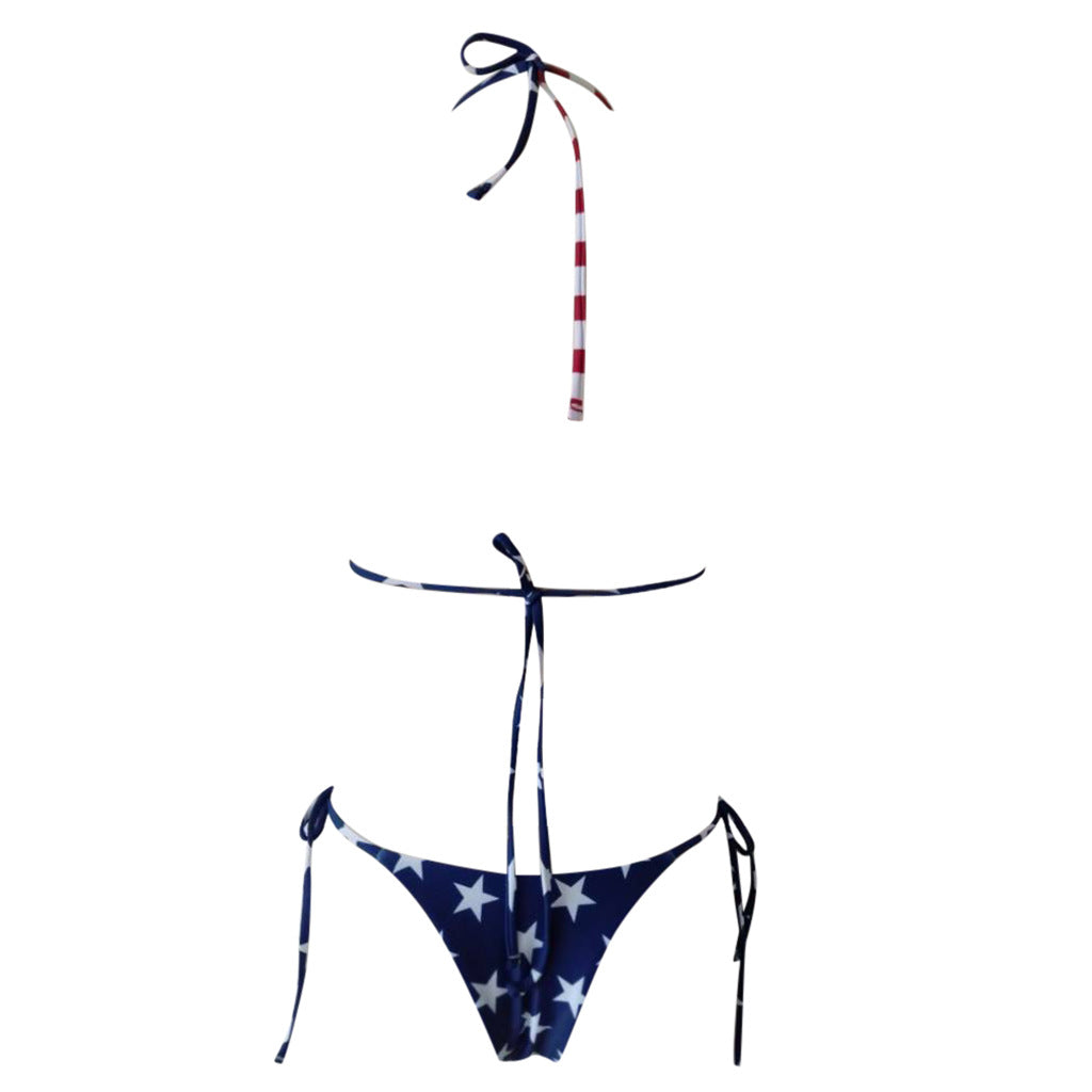 American Flag Print Bikini – Women’s Patriotic Split Swimwear | AdriaPulse