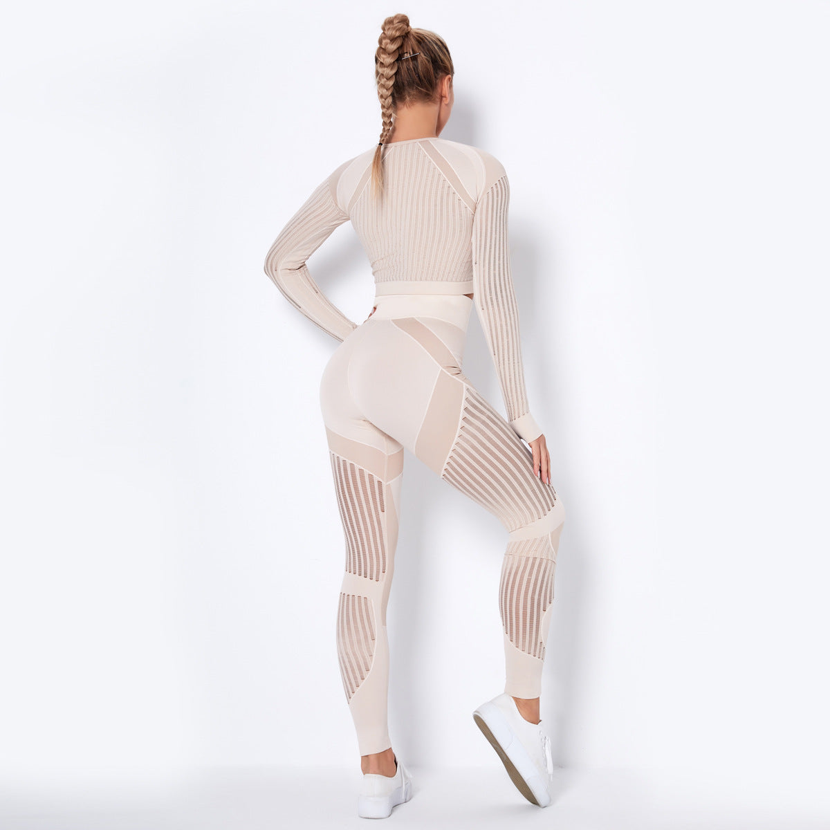 Women's Seamless Yoga Suit – Long Sleeve Knitted Activewear