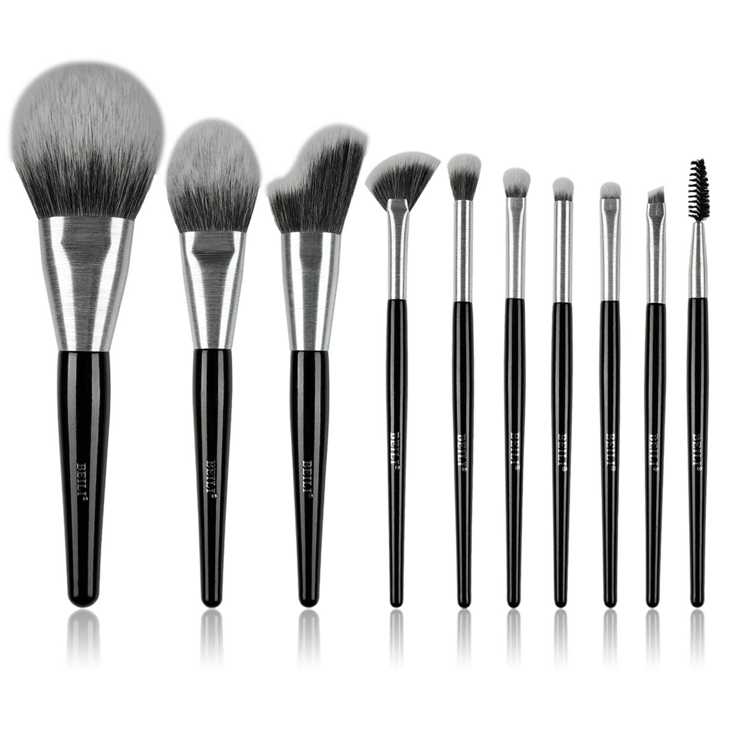 Set de 10 pinceaux de maquillage Beili – Pinceaux Kabuki à poils synthétiques pour fond de teint, correcteur et fard à paupières
