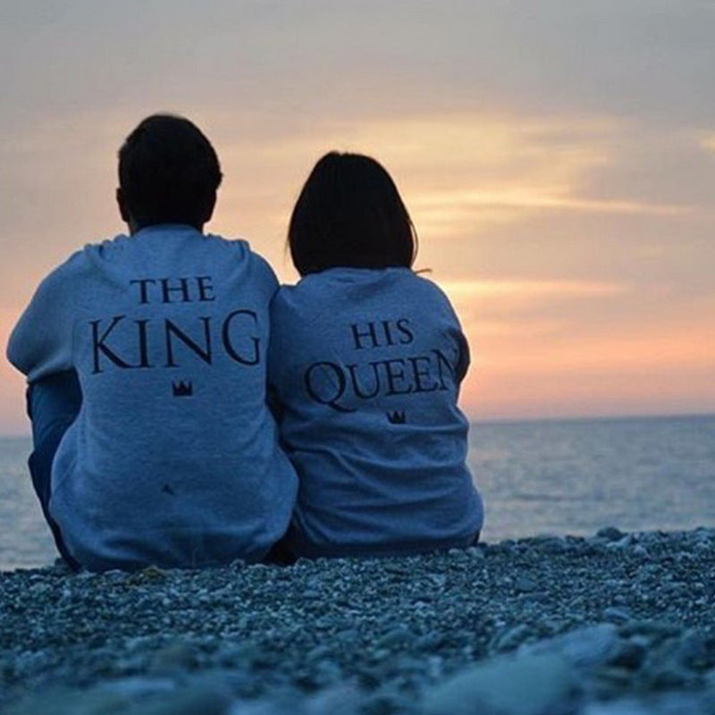 King & Queen Couples Matching Sweater Set – Alphabet Print Pullover for Women & Men – AdriaPulse"