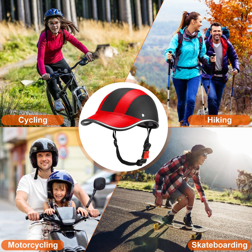 Bicycle Helmet – Adjustable Windproof Leather Cap with UV Sunshade for Cycling & Motorcycle