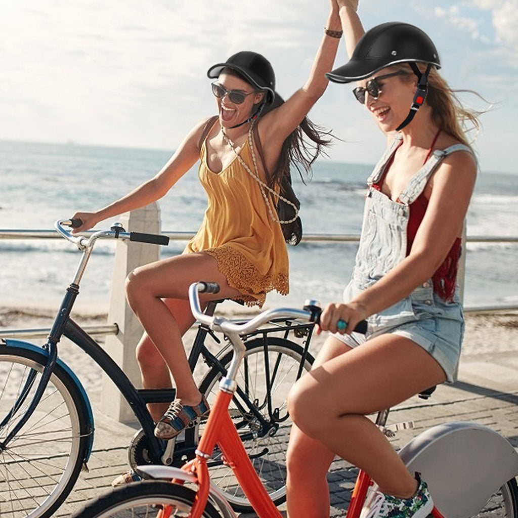 Adjustable windproof bicycle helmet with PU leather sunshade brim for cycling and motorcycle riding in red – AdriaPulse