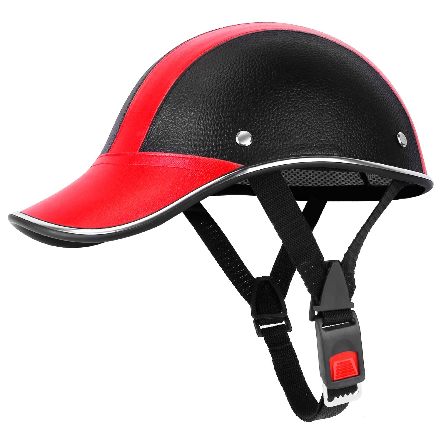 Bicycle Helmet – Adjustable Windproof Leather Cap with UV Sunshade for Cycling & Motorcycle