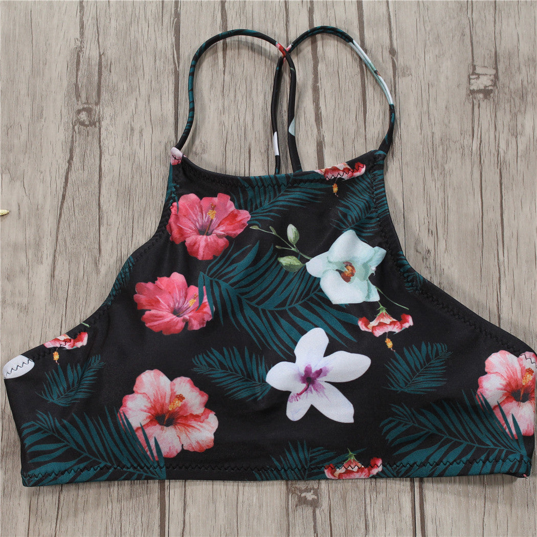 Floral Leaf Print Split Bikini – Women's Swimwear
