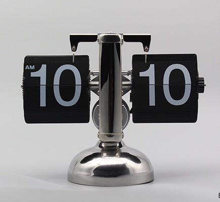Black Retro Flip Clock-Internal Gear Operated Flip Home Clock
