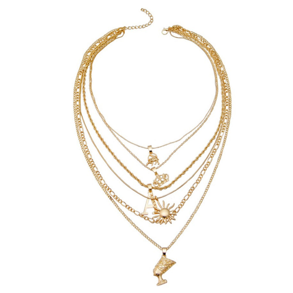 Egyptian Pharaoh Pendant Necklace – Vintage Alloy Statement Jewelry
