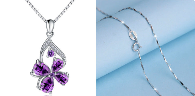 Purple Amethyst Pendant Necklace | Copper Crystal Charm – Women's Boho Jewelry