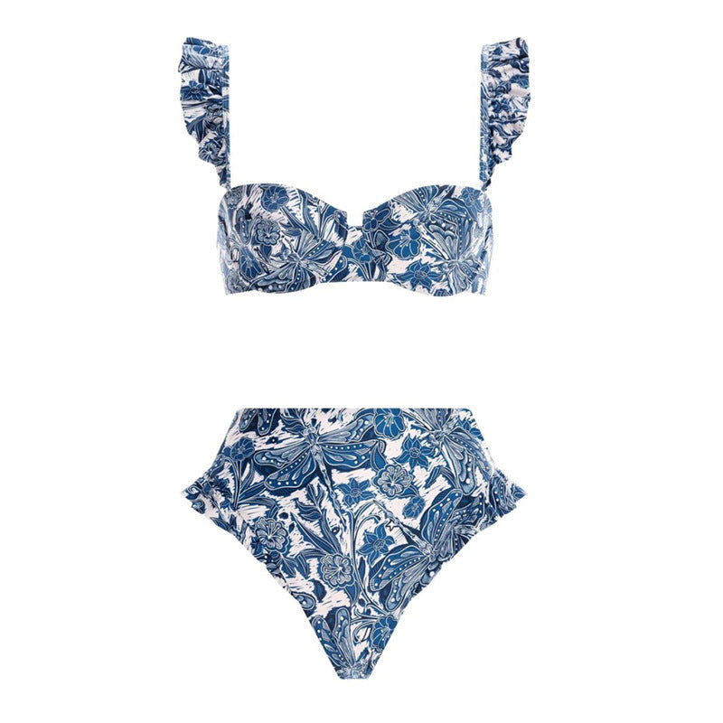 Push-up Bikini Heißer Frühling Urlaub Hohe Taille Bikini Split Badeanzug