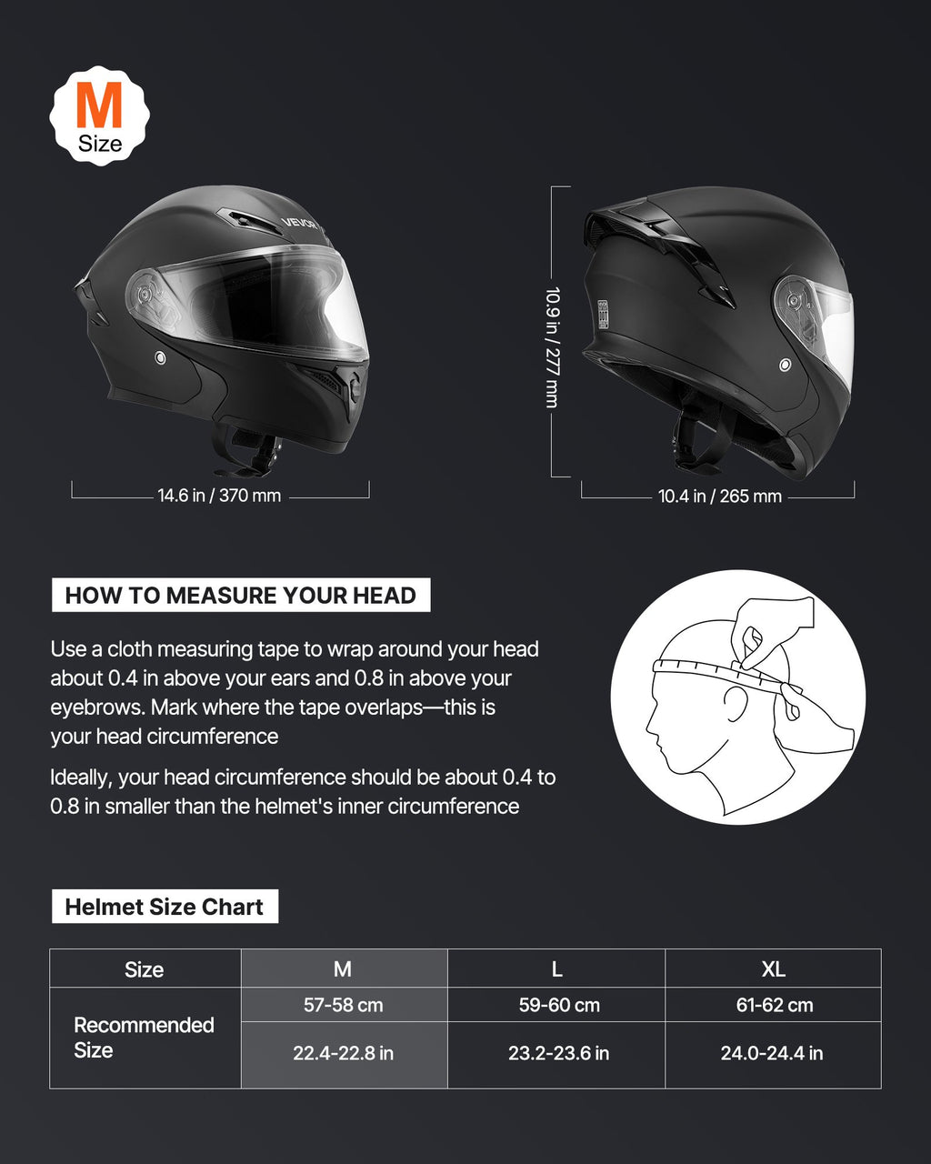 DOT approved modular motorcycle helmet in matte black with clear visor for men and women – AdriaPulse