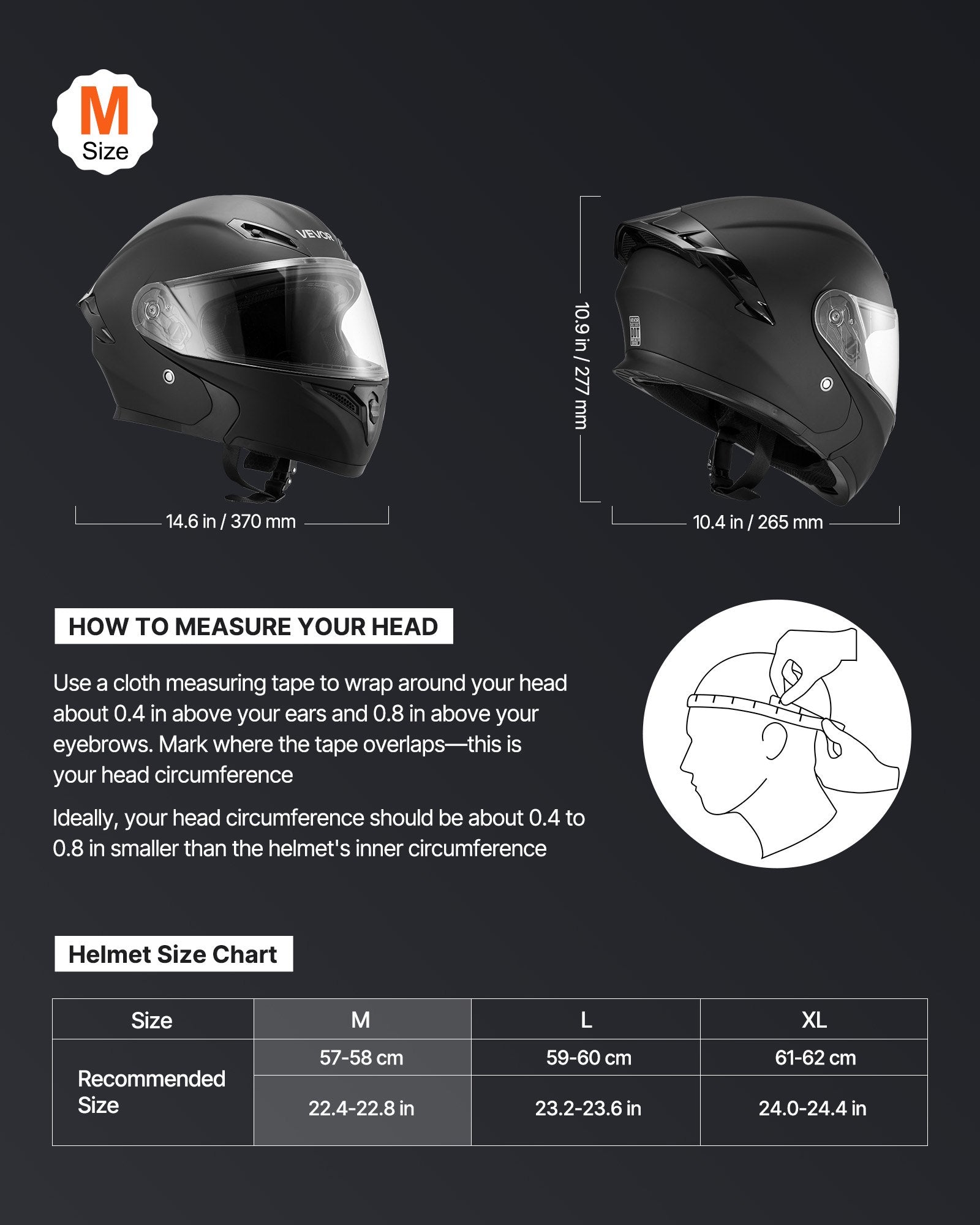DOT approved modular motorcycle helmet in matte black with clear visor for men and women – AdriaPulse