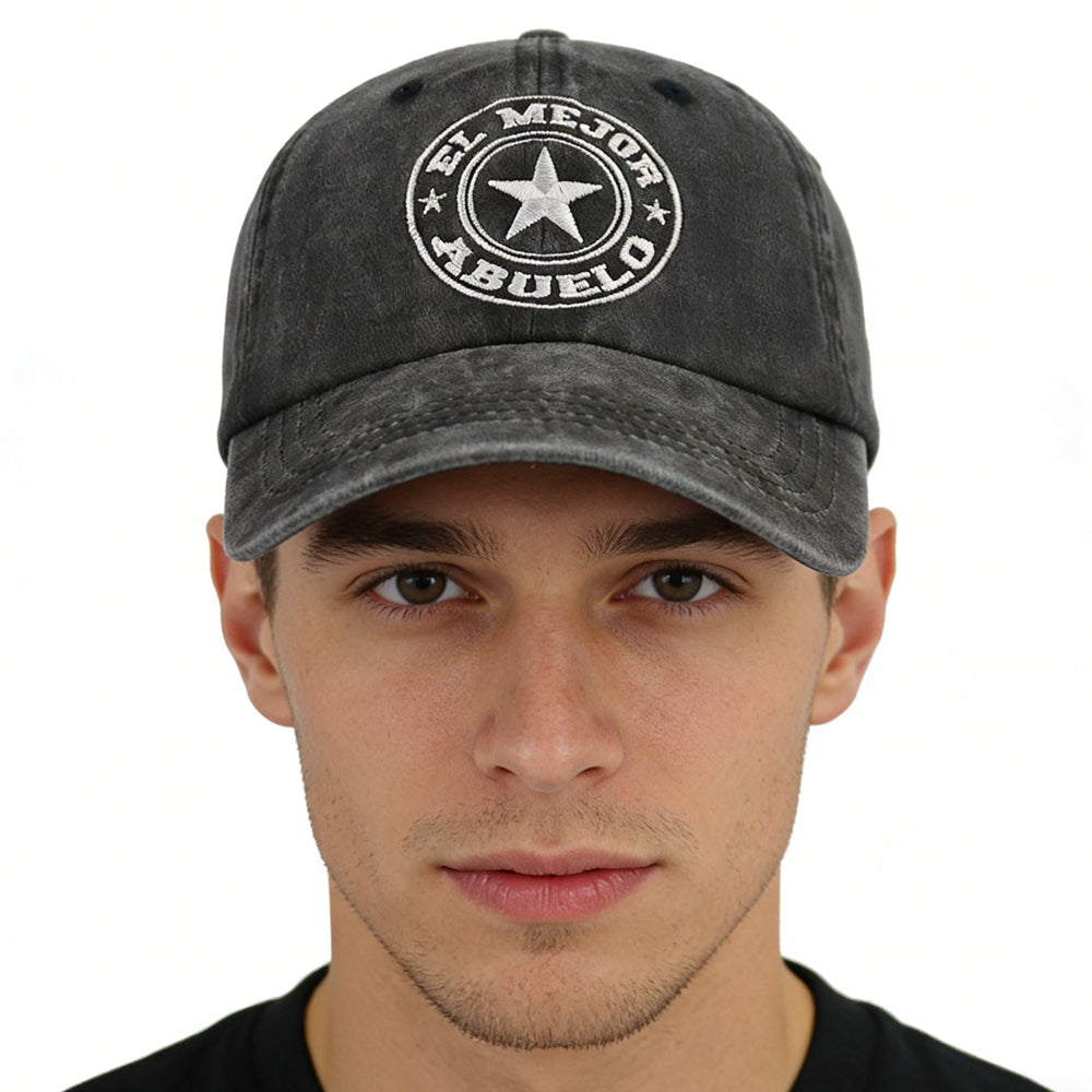 2pcs El Mejor Abuelo Hat For Men Women, Adjustable Embroidered Wash Cotton Baseball Cap