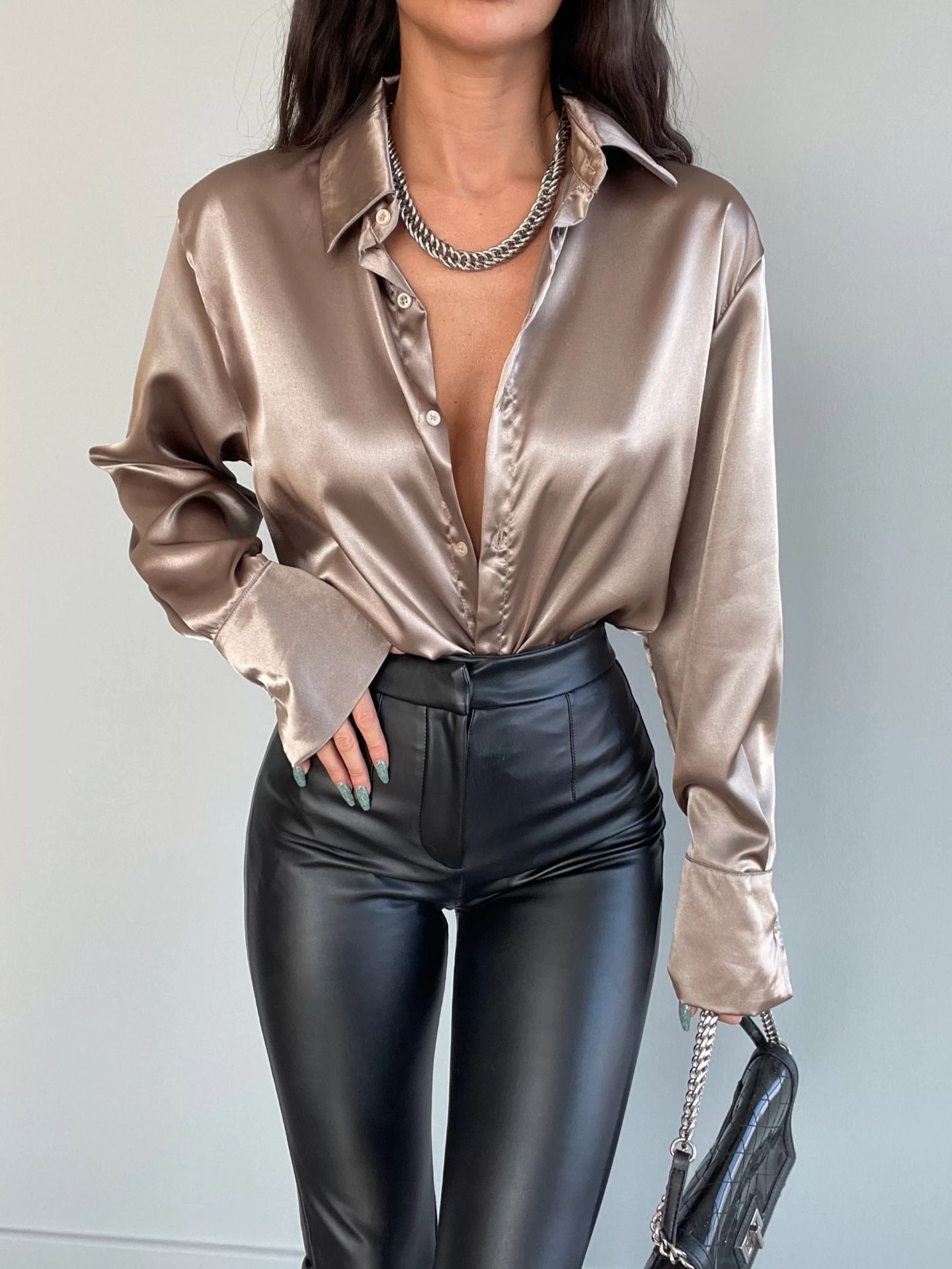 Single-Breasted Lapel Cardigan | Long Sleeve Shirt – Women