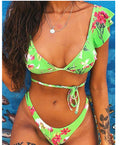 Floral Backless Split Bikini – Women's Nylon Swimwear S–L