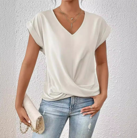 Women's V-Neck Irregular Knot Top– AdriaPulse