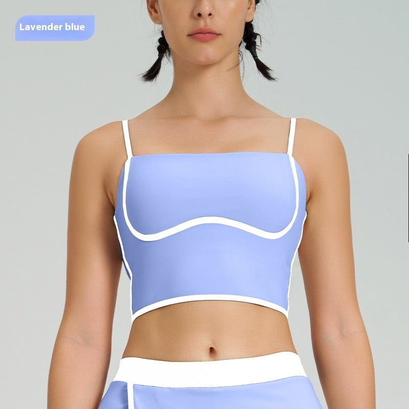 Women's Yoga Set – Contrast Color Sports Vest & Shorts