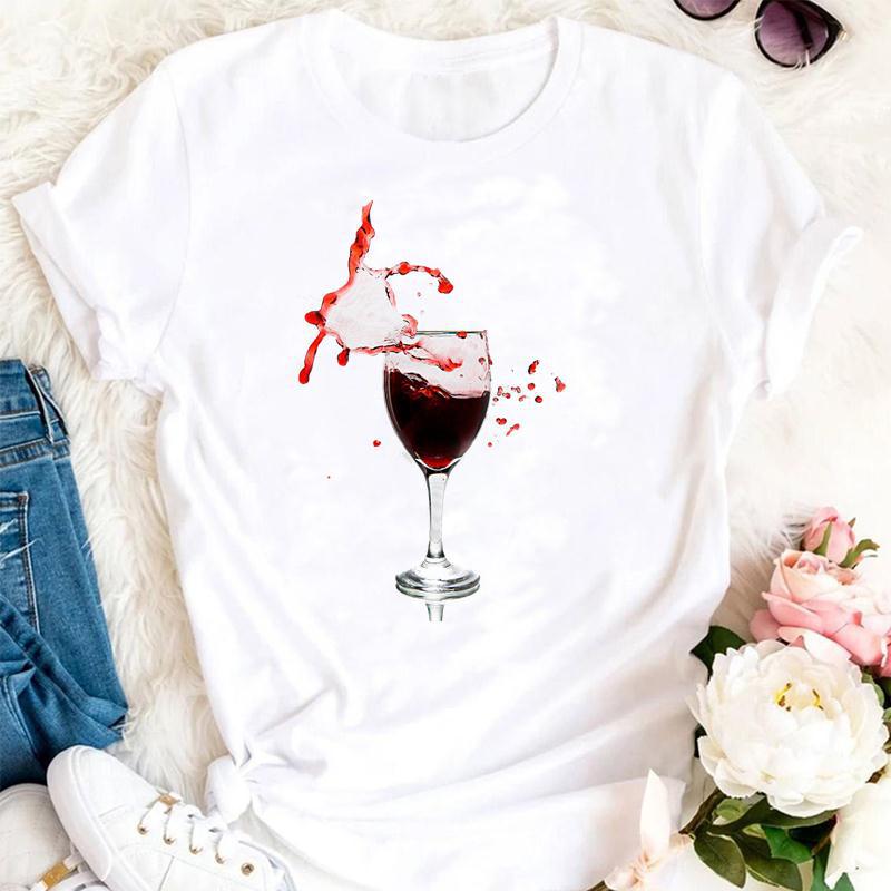 Women's Printed Short Sleeve Casual Top – Soft Milk Silk Tee in Blue & White