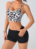 Women's Cross Strap Floral Print Sports Bra AdriaPulse
