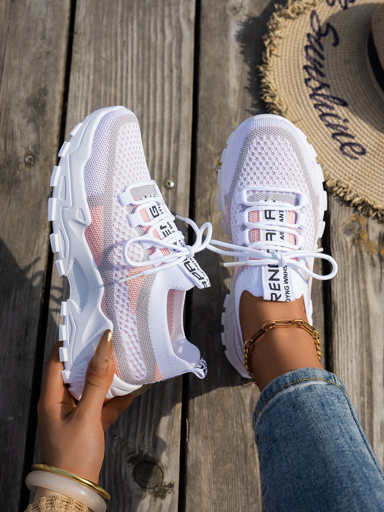 Flyknit Mesh Breathable Lace-Up Sneakers Women Walking Running Shoes AdriaPulse
