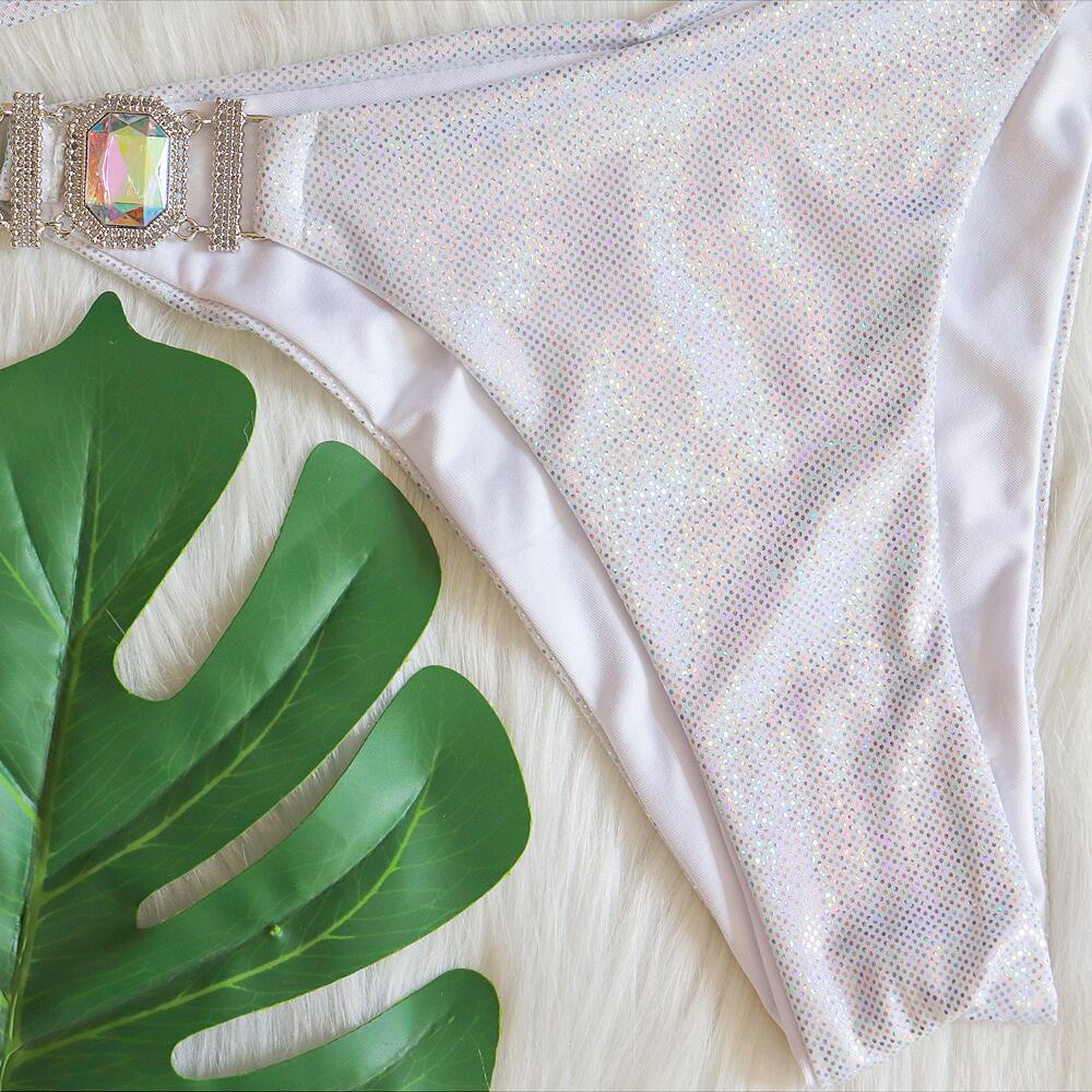Glitter Halter Bikini Set – Women's Polyester Swimwear S–XL