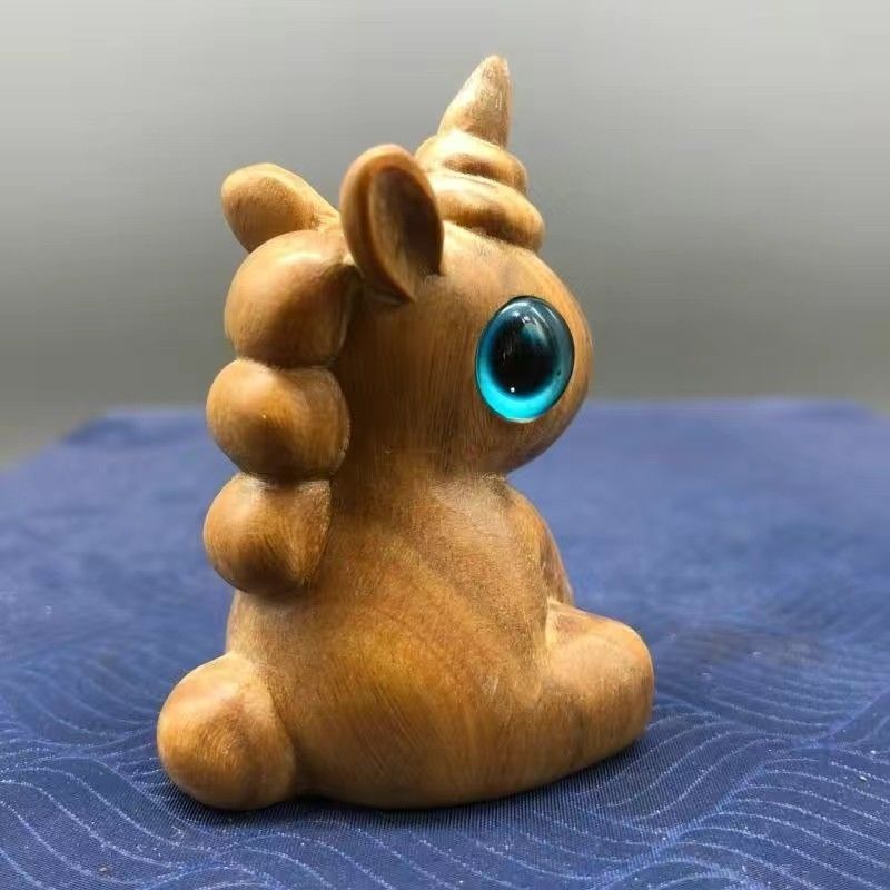 Handmade Sandalwood Cat & Animal Figurine – Mini Wooden Desk Ornament