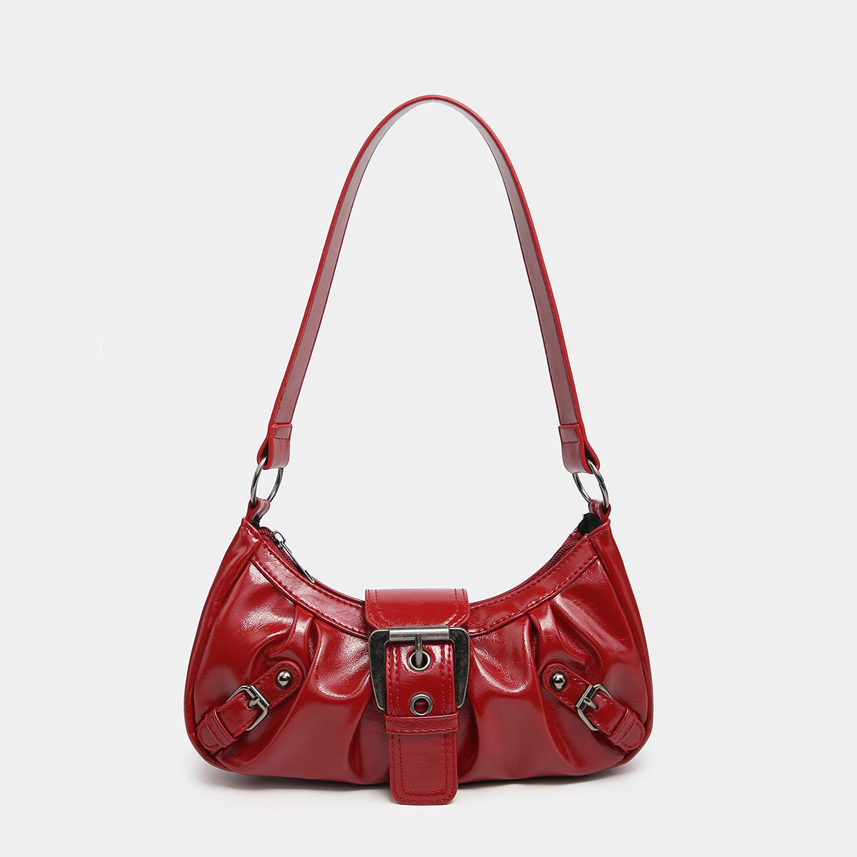 Women's Two-Tone PU Leather Shoulder Bag – Horizontal Square Handbag