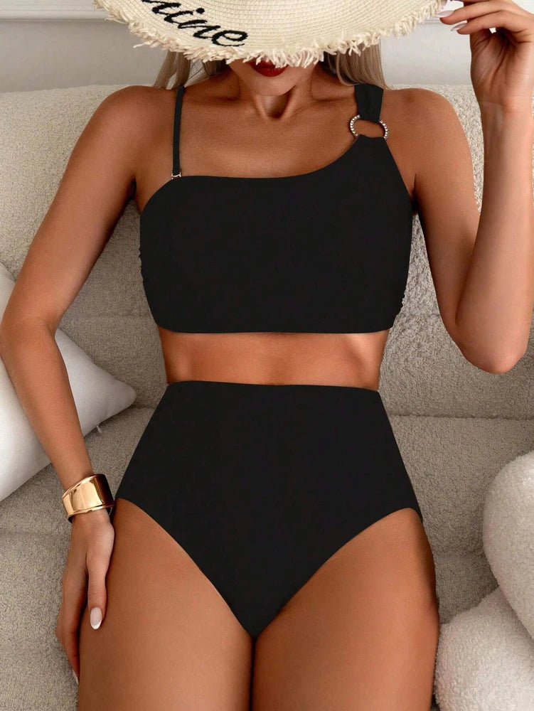 Asymmetrical Split Bikini Set | Quick-Dry Minimalist Swimsuit – Women