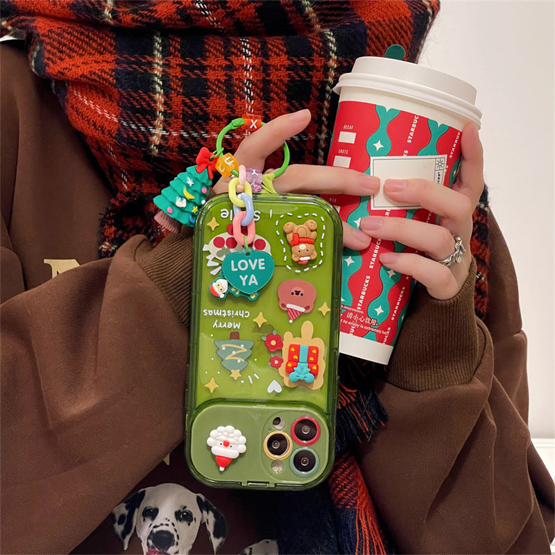 Christmas Phone Case – 3D Santa & Elk Pendant | iPhone XR to 15 Pro Max