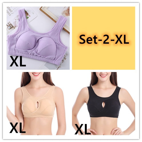 Plus Size Wire-Free Cotton Bra With Removable Padding