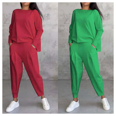 Women's Raglan Sleeve Top & Harem Pants Set – Casual Pocket Co-ord