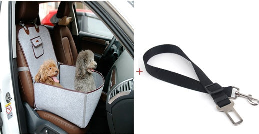 Dual-Purpose Pet Car Seat Cushion – Waterproof Nylon, Adjustable Strap, 45x45x58cm
