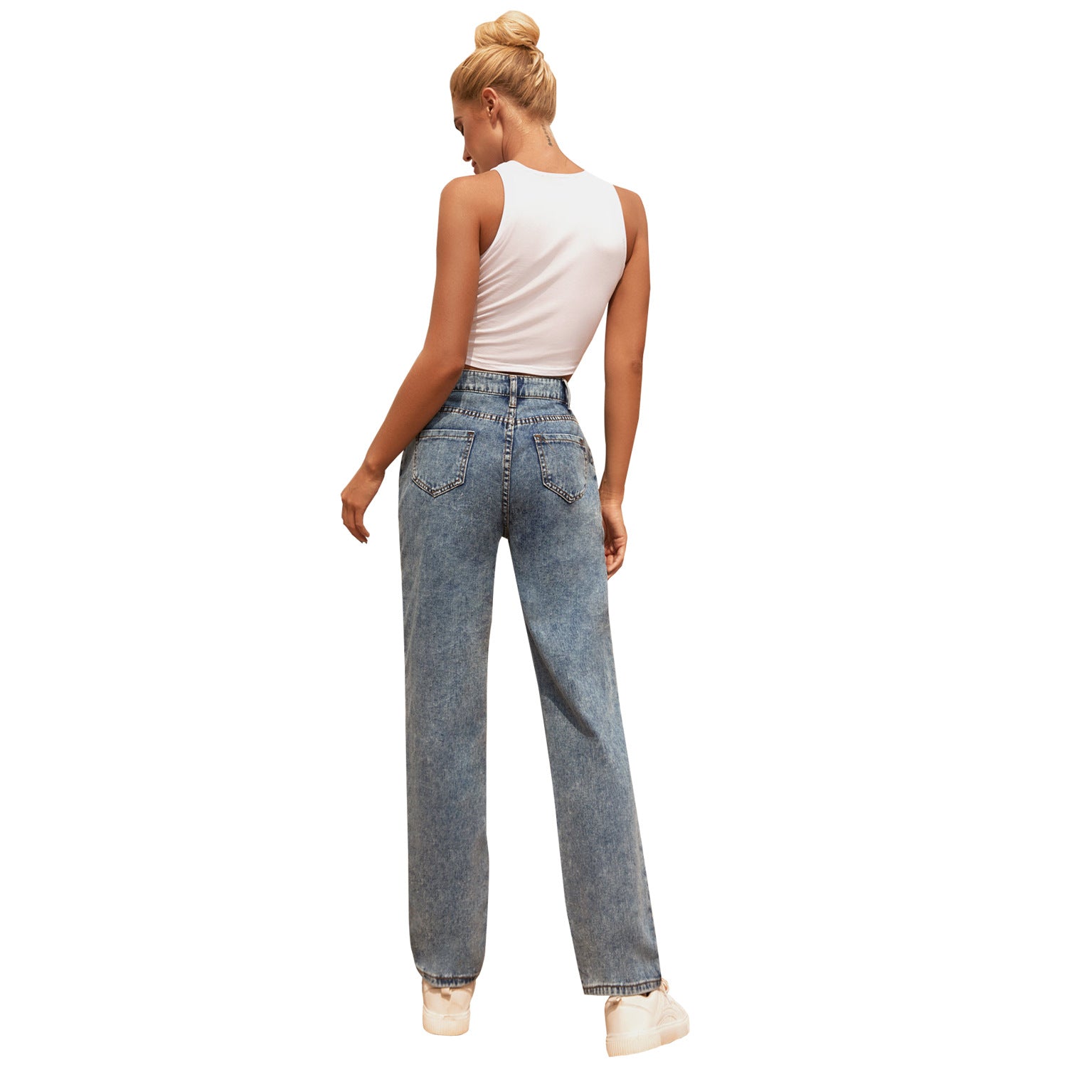 Damen-Jeans Straight Fit, Washed – Stretch-Denim, Blau, XS–L