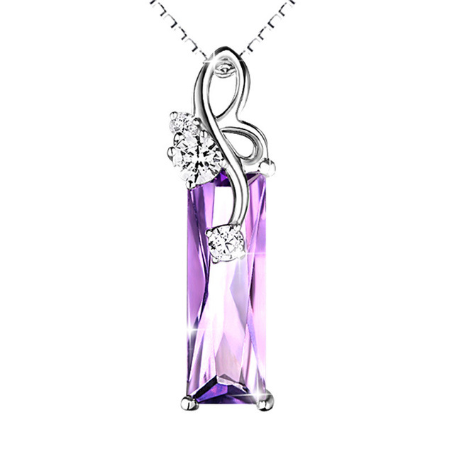 Purple Amethyst Pendant Necklace | Copper Crystal Charm – Women's Boho Jewelry