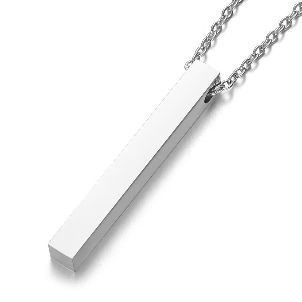 Cylinder Engraved Pendant Stainless Steel Necklace – AdriaPulse