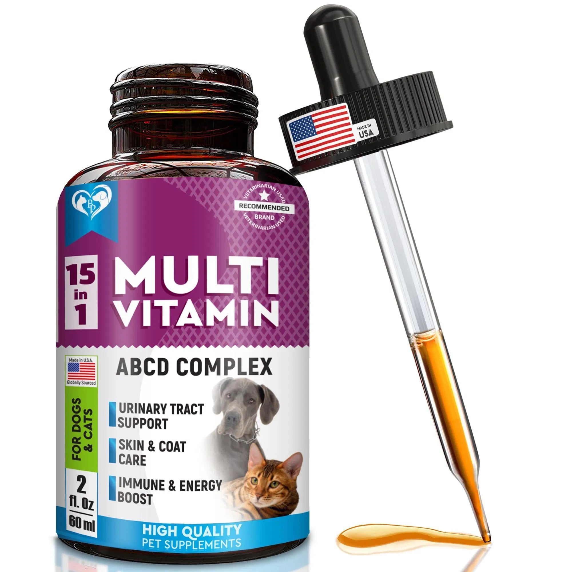 15-in-1 Pet Multivitamin Liquid – Glucosamine & Cranberry for Dogs & Cats | 60ml