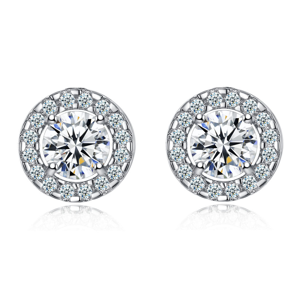Women's Round Zircon Necklace & Earring Set Copper – White | AdriaPulse