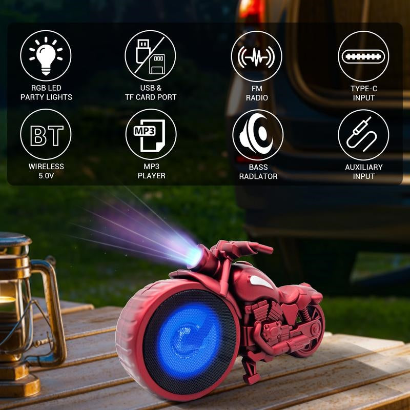 Retro Motorcycle Bluetooth Speaker – Portable 1950s Replica with FM Radio & LED
