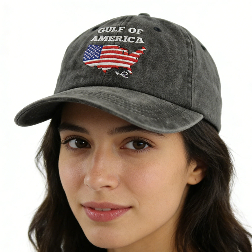 Gulf Of America patriotic baseball cap with American flag design, adjustable unisex cotton hat – AdriaPulse"