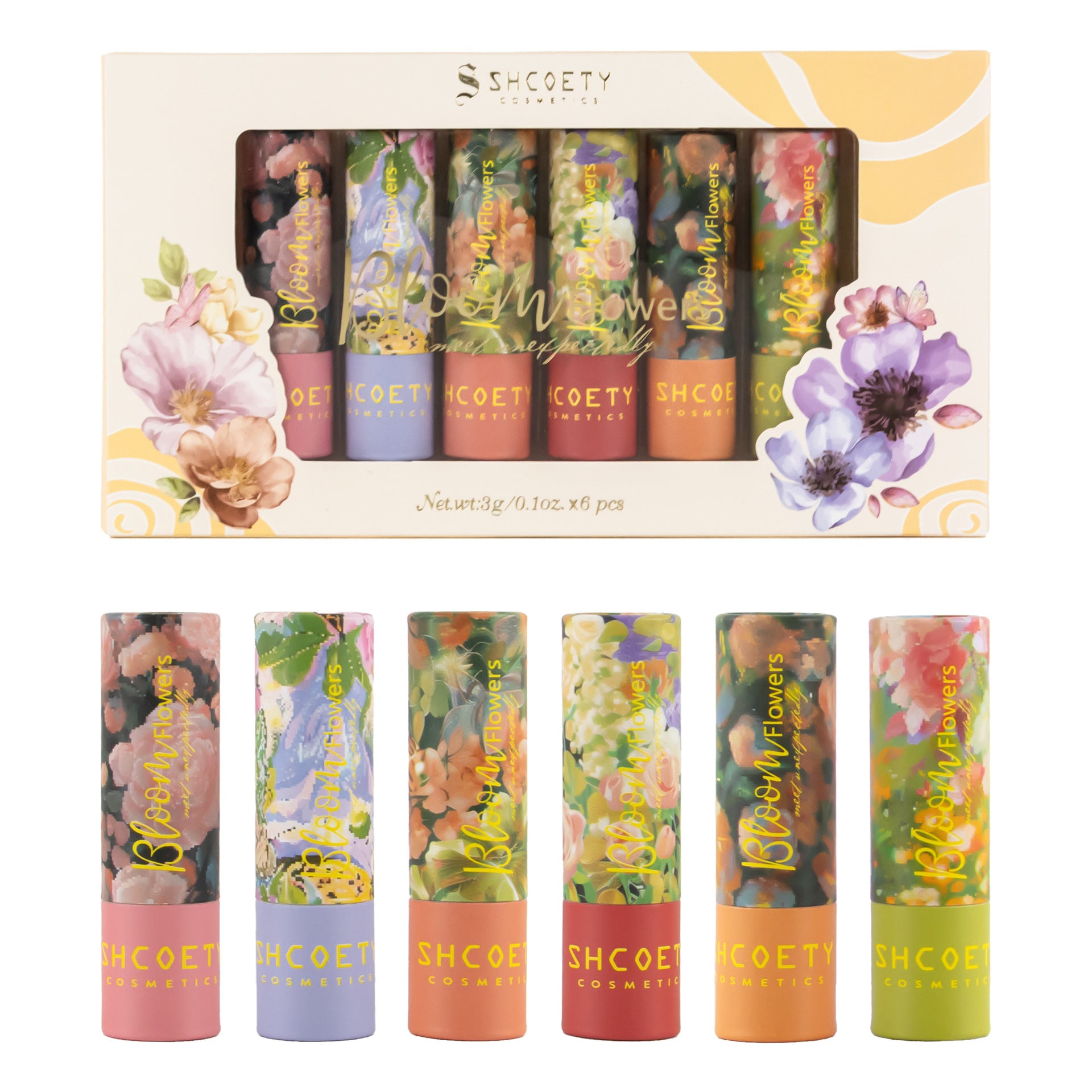 Nourishing Lipstick Set – 6pcs Long-Lasting & Exfoliating Lip Color