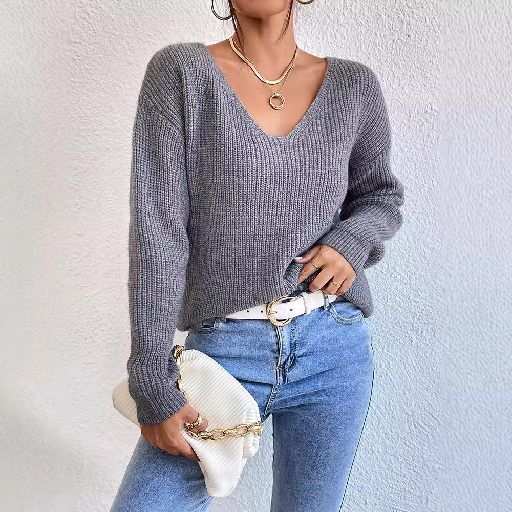 Vêtements Y2k Pull col en V pour femmes Hiver Dos Nu Streetwear Bandage Pull Cachemire Femme Vêtements de Mode de Haute Qualité