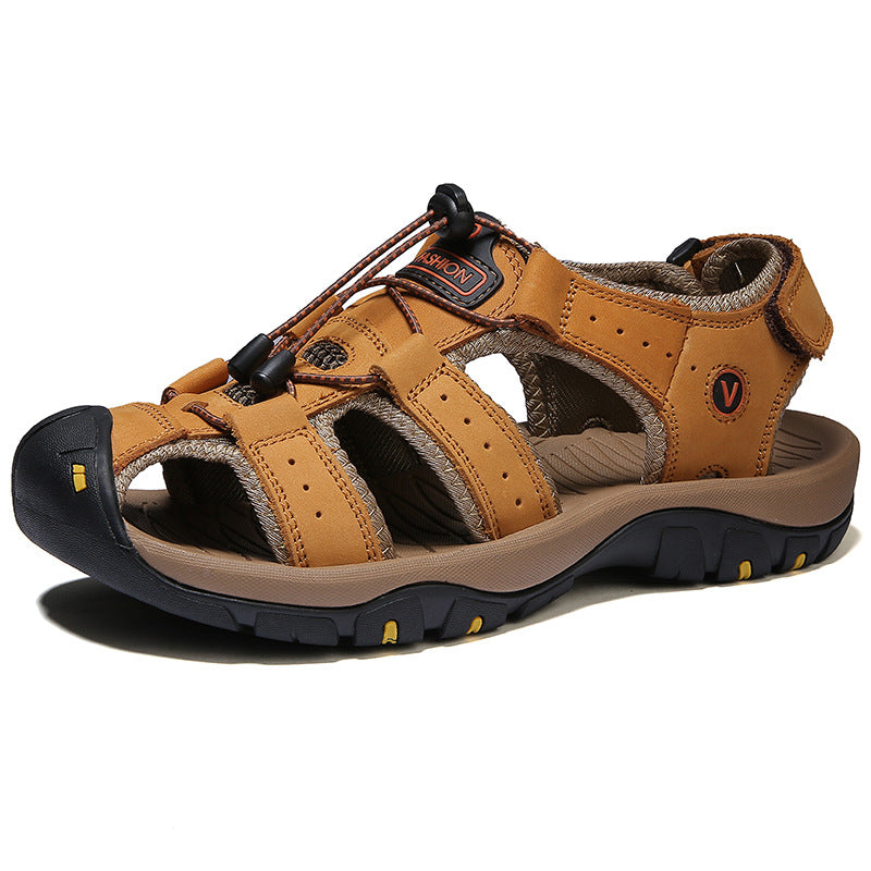 Men's Leather Sports Sandals Rubber Sole –  | AdriaPulse