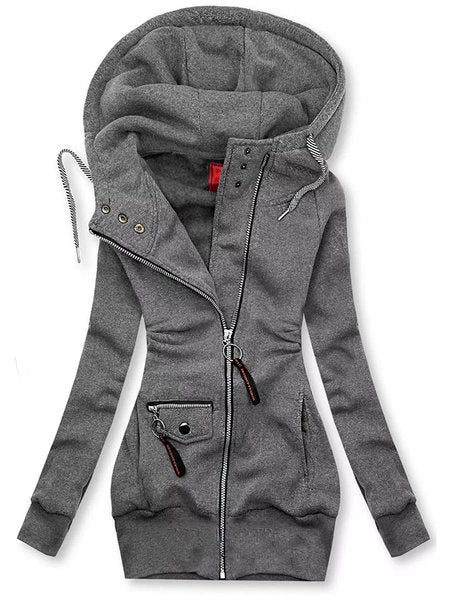 Genähte Kapuzenjacke mit Kordelzug und schmalem Schnitt