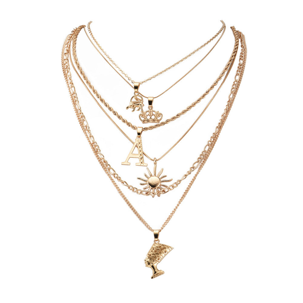 Egyptian Pharaoh Pendant Necklace – Vintage Alloy Statement Jewelry
