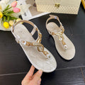 Women's Bohemian Buckle Flat Sandals – Roman Style PU Flip-Flops