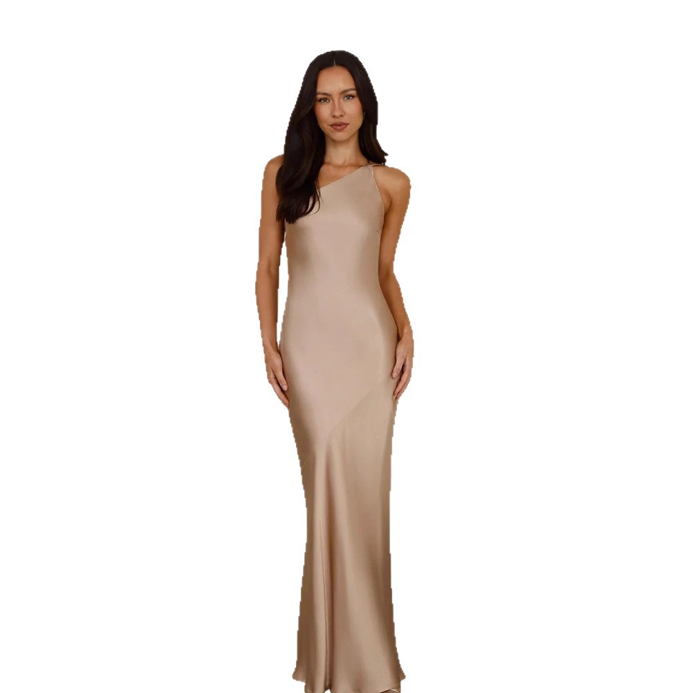 Women's Backless Lace-Up Slim Fit Maxi Dress Army Green AdriaPulse