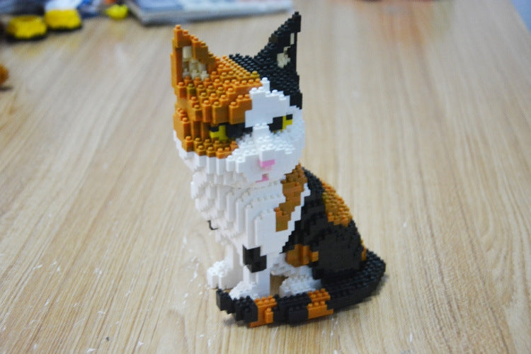Cat Building Block Toy | ABS Plastic Mini Brick Set – Creative DIY Puzzle for Kids & Adults