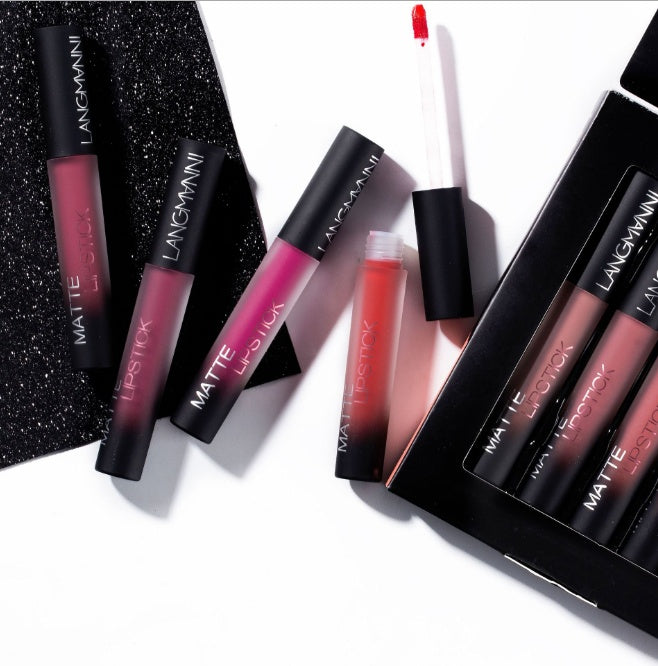Langmanni Matte Velvet Lipstick Set – 12pcs Waterproof Long-Lasting