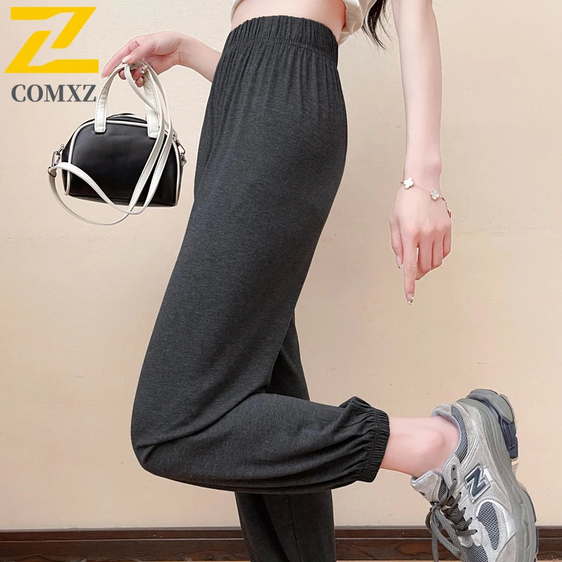 Neue Stretch-Sporthose für Damen – Sommer-Fitness, Training, Tanz, dünne lose Hose, modische Eisseiden-Pumphose, Jogginghose