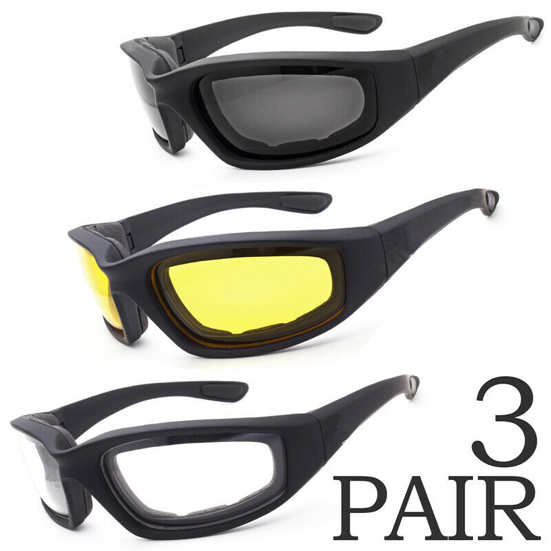 Motorcycle Riding Glasses – 3 Pairs UV400 Wind Resistant Biker Sunglasses