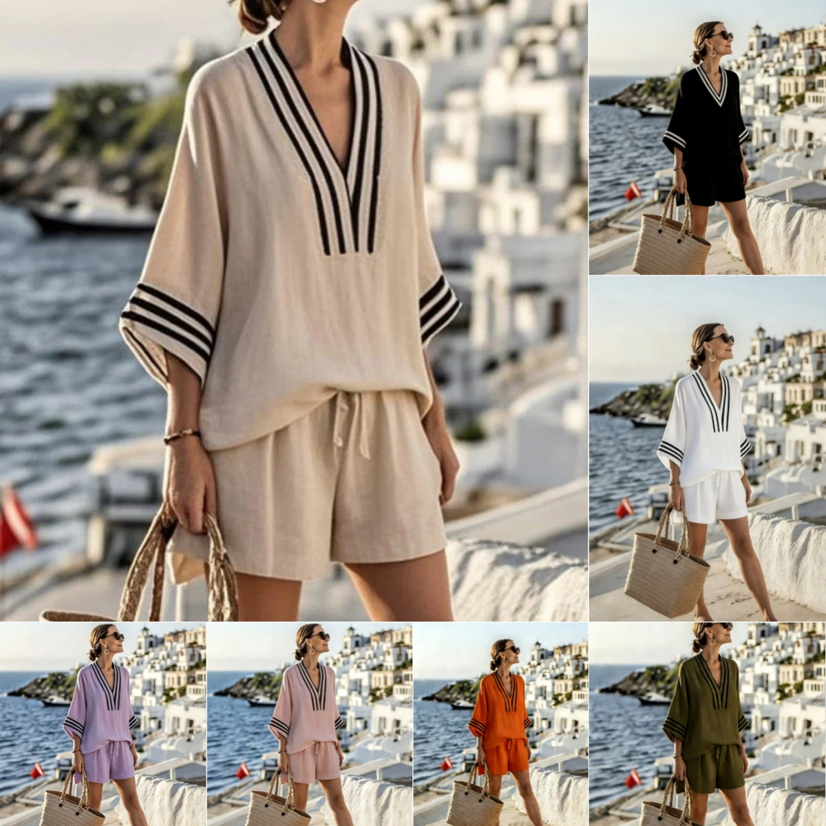 Damen Fledermausärmel Oversize-Top & Shorts Set – Sommer Zweiteiler